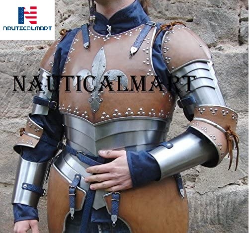 NAUTICALMART LARP Armor Fantasy Medieval Costume Armor Steel Armour Breastplate with Arm Set