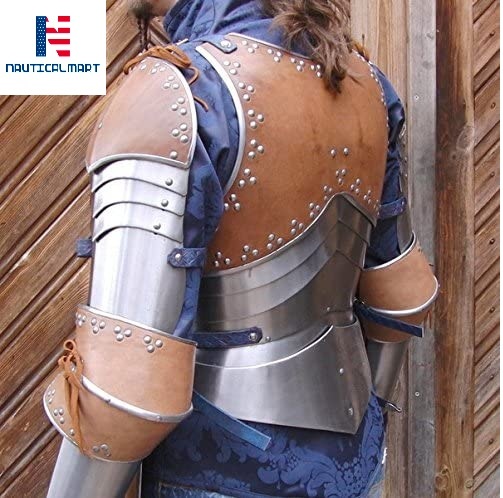 NAUTICALMART LARP Armor Fantasy Medieval Costume Armor Steel Armour Breastplate with Arm Set