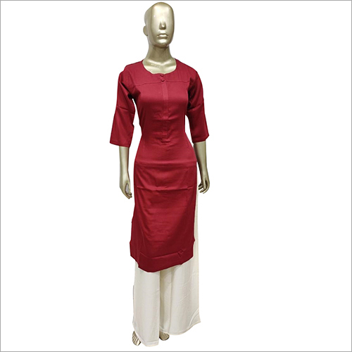 Ladies Plain Kurti with Palazzo Set