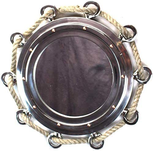 Aluminum Big Silver Finish Porthole Mirror With Rope Nautical Ships Boat Decor