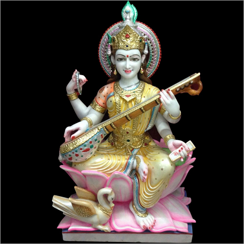 Multicolor Marble Saraswati Statue