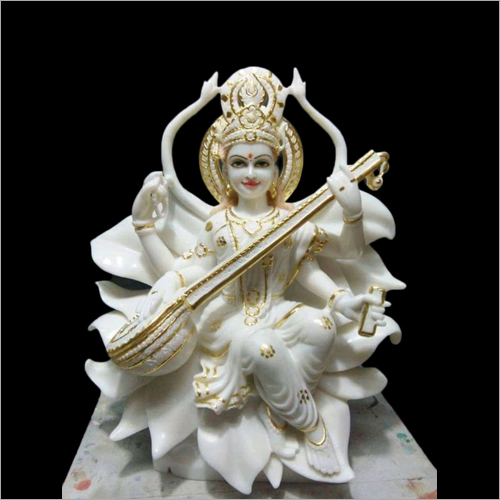 Polished Marble Saraswati Statue