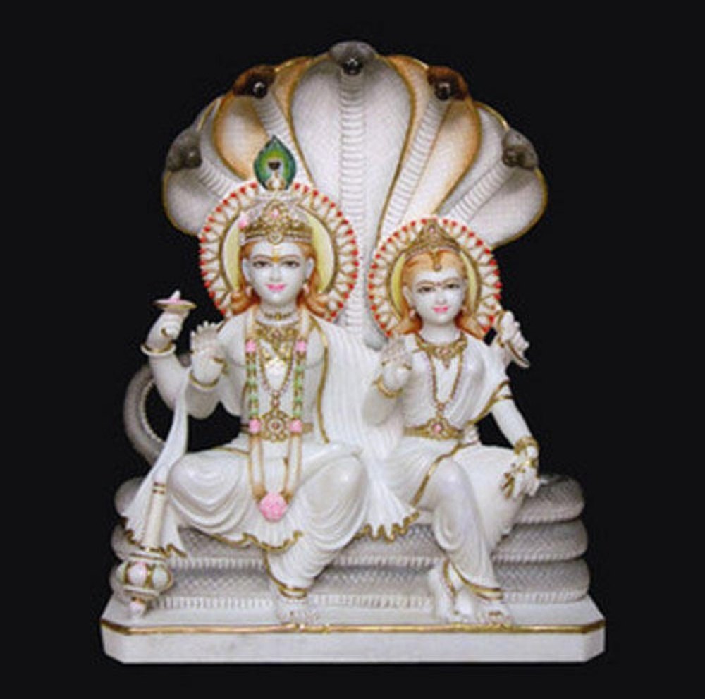 White Marble Laxmi Narayan Statue