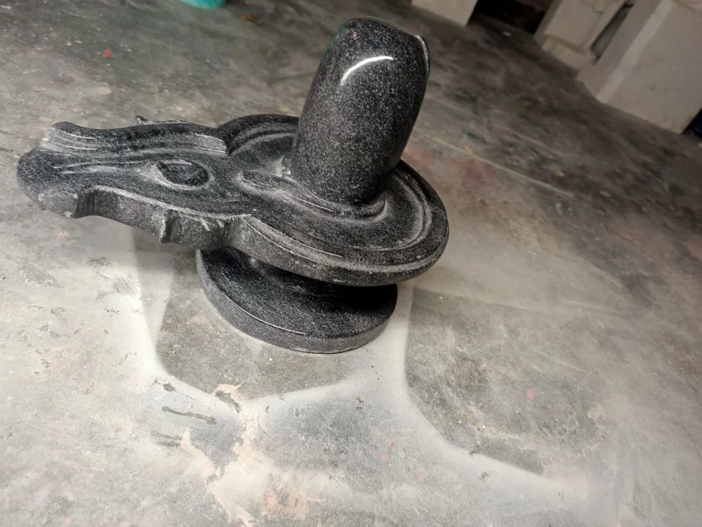 Black Marble Shivling - Polished Finish, Water Resistant, Perfect for Worship in Homes and Temples, Available in Various Sizes