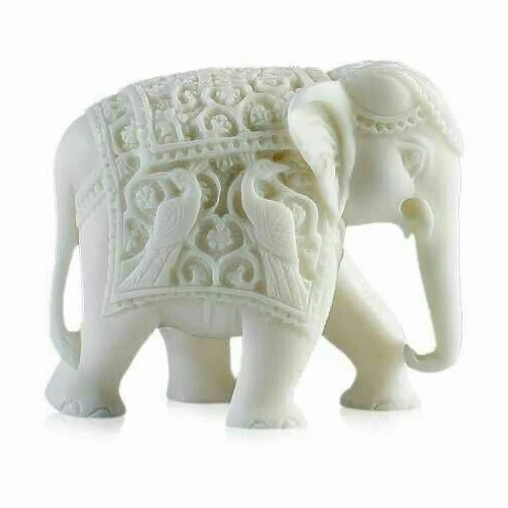 White Marble Elephant Statue - Design Type: Requirement Based