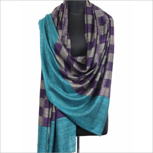 Purple-Grey Ikat Pashmina Shawl