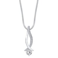 Designer Necklace - 92.5 Sterling Silver With High Polish Rhodium Plating, Three Stone Pendant With Cubic Zirconia
