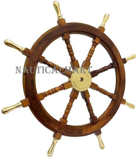 Wood Nauticalmart Wooden Decorative Ship Wheel Brass Handles Pirate Sterling Wheel Wall Decor New