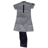 Salwar Kameez School Uniform - Cotton Fabric, Various Sizes - Grey Color, Half Sleeves, Mandarin Collar, Regular Fit, Solid Pattern
