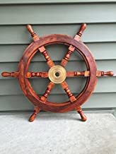 Home Decor Vintage NauticalMart 18" Ships Wheel Wood & Brass Wheel - Wood Material, 18" Dimensions, Wood & Brass Color, Nautical Style