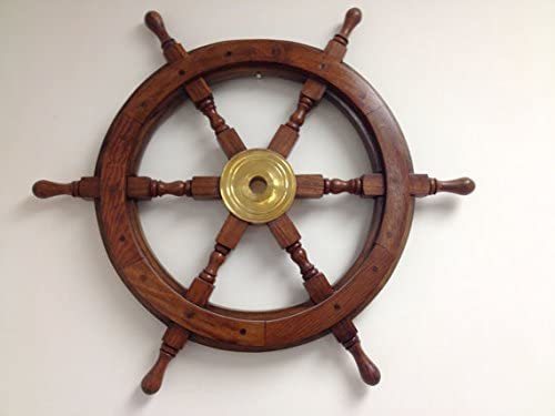 Nautical Nauticalmart Wood And Brass Ship Wheel 24" Wooden Ships Wheel - Steering Wheel For A Boat Wheels -Decorative Ship'S Wheel