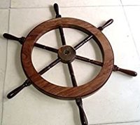 NauticalMart 18" Wooden Ship Wheel with Brass HUB Pirate SHIPWHEEL