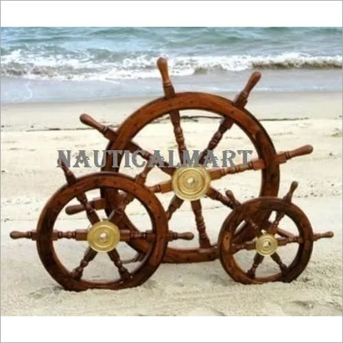 NAUTICALMART Vintage Wood Rudder Boat Ship Wheel Nautical Decoration Beach House Decoration