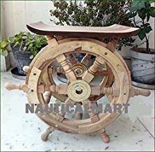 Nautical Ship Wheel Clock 24" - Brass Porthole Clocks - Model Ship Wood Replica - Not A Model Kit