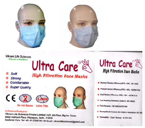 Triple Layer Mask with Melt Blown Filter and Nose Clip