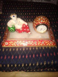 MARBLE PLATE WITH GANESHA AND BALL CLOCK