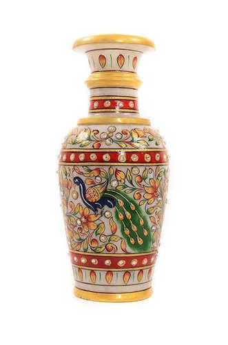 Multicolor Marble Vase With Gold Painting
