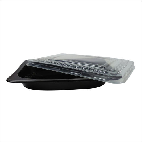 Black With Transparent Lid 30 Mm Disposable Plastic Pasta Tray