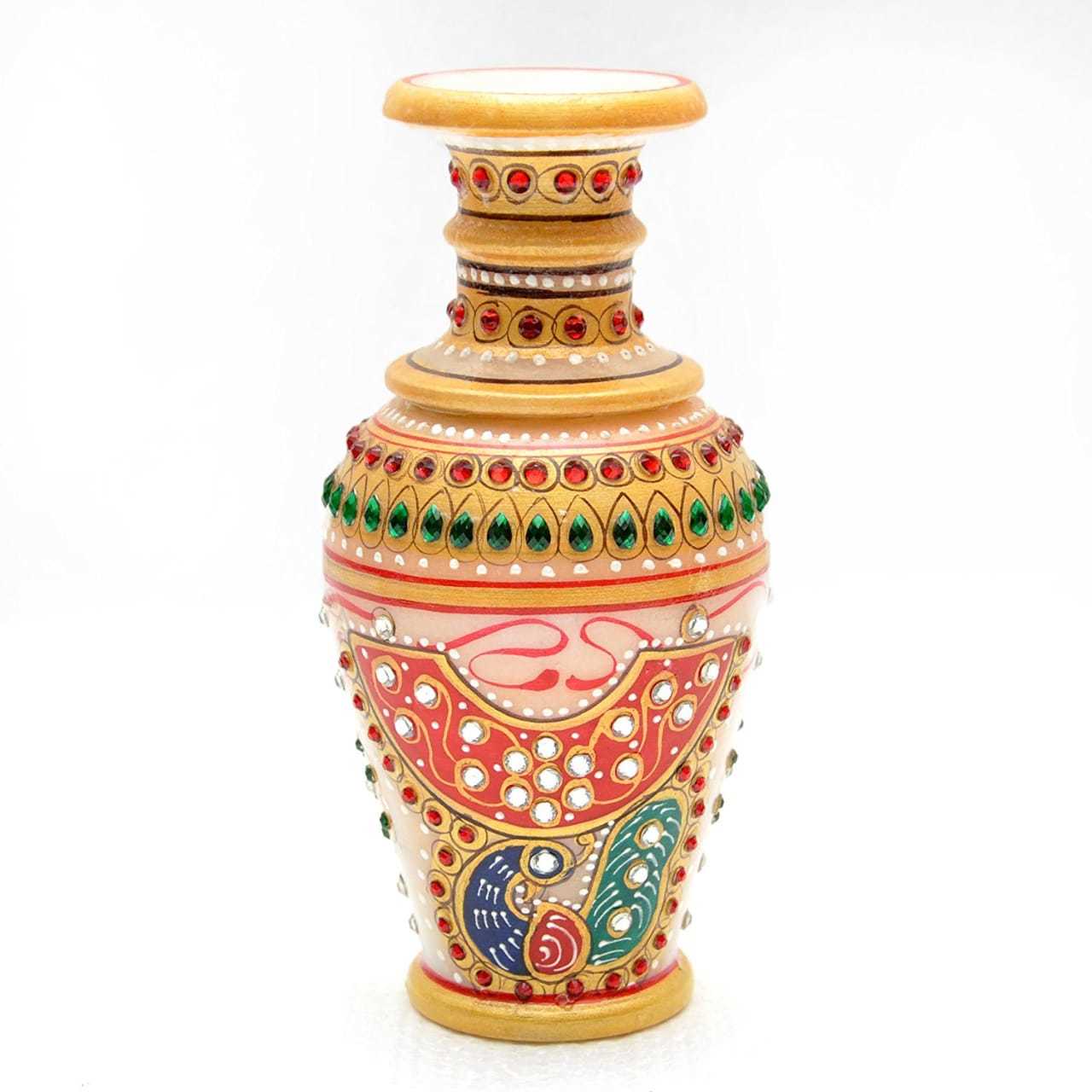 MARBLE VASE WITH GOLD PAINTING