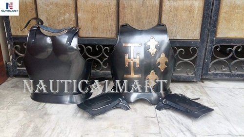 Nauticalmart Sca Combat Armor, Suit. 18ga Steel Blackened Halloween Costume Breastplate