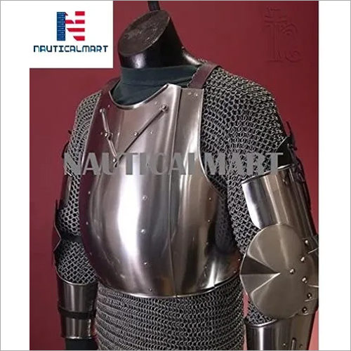 Steel Nauticalmart Medieval Larp Segmented Breastplate (Silver, Medium)
