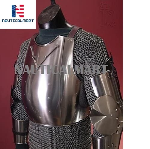 Steel Nauticalmart Medieval Larp Segmented Breastplate (Silver, Large)