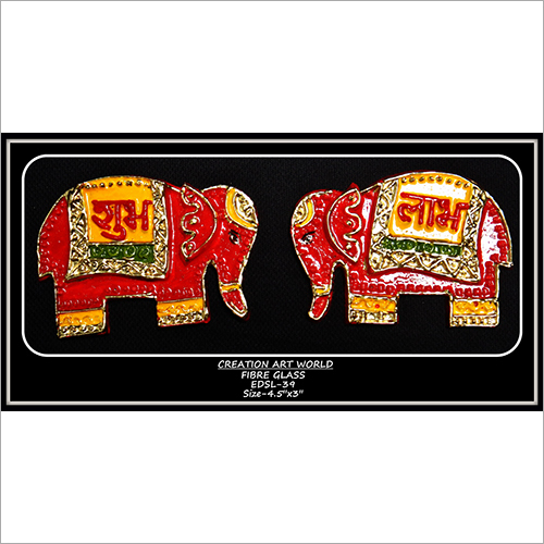 Elephant Design Shubh Labh Wall Hanging By CREATION ART WORLD