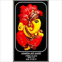 Hibiscus Design Ganesha Wall Hanging - Fiberglass, 6 X 3.5 Inches | Hand-painted Multicolor Art With Copper Border, Reusable And Easy To Clean