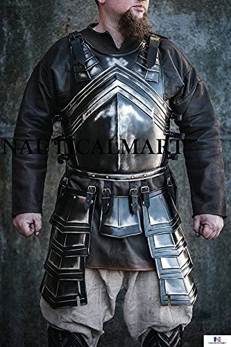 Steel Halloween Larp Armor Blackened Cuirass And Skirt Chest&back Breastplate