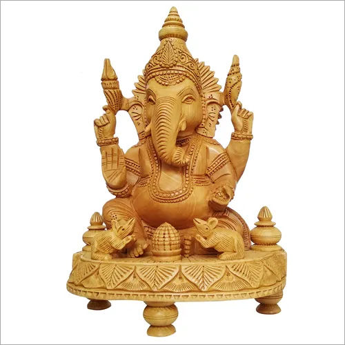Wooden Ganesh Chowki  Stetu Idol