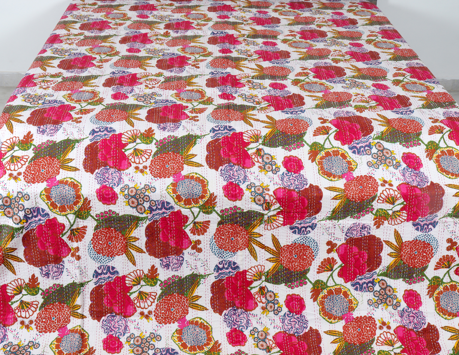 Kantha Bed Cover Fruit Design