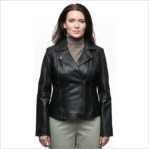 Black Ladies Fashionable Leather Jacket