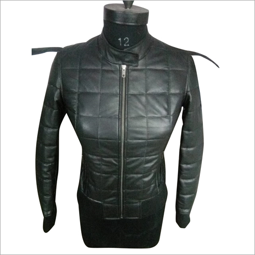 Black Ladies Full Sleeves Leather Jacket