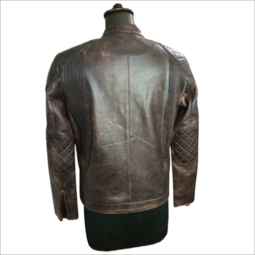 Brown Mens Full Sleaves Leather Jacket