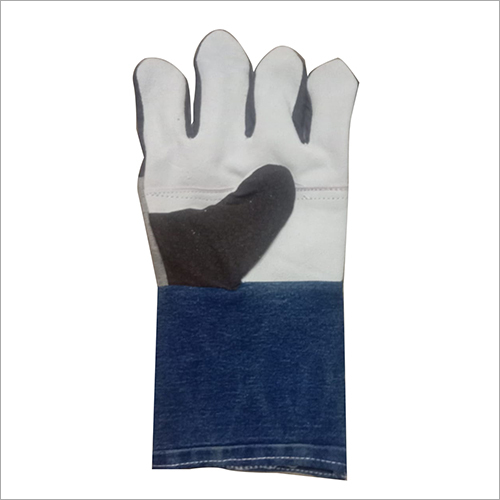 Jeans Fabric Hand Gloves - White & Blue | Industrial Washable, Durable Design for Enhanced Functionality
