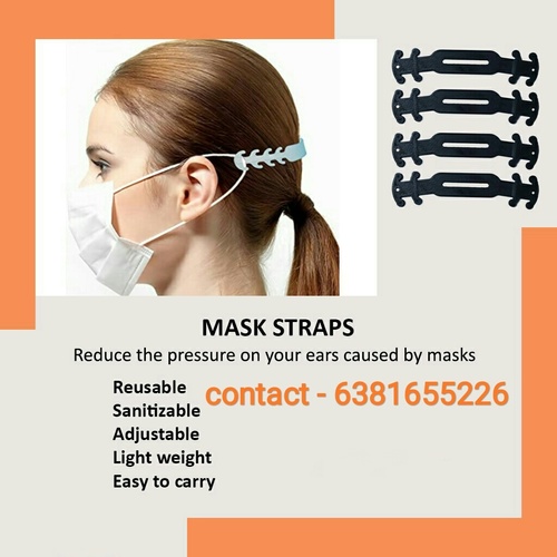 MASK STRAPS - Plastic | Adjustable Size Lightweight Reusable Sanitizable Unisex Easy to Carry Classic White