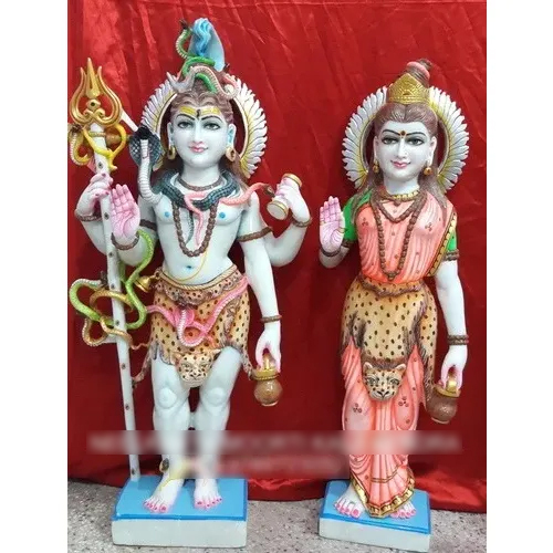 Standing Shiv Parvati Marble Statue