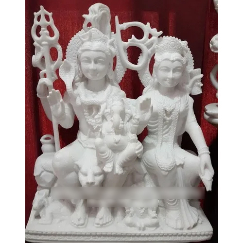 Marble Shiv Parvati Ganesh Statue