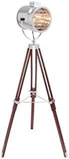 NauticalMart Floor Lamp Search Light with Cherry Finish Stand