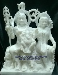 Marble shiv parvati family statue