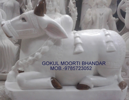 White Nandi Marble Statue