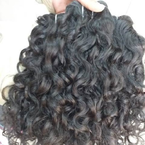 Unprocessed curly machine weft  best human hair extensions