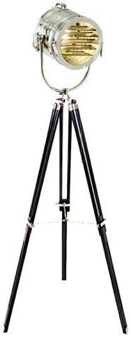 Premium Nauticalmart Theater Nautical Search Light Home Decorative Floor Lamp Tripod - Aluminium & Steel, Chrome Finish, Modern Style