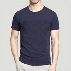 Mens Round Neck T-Shirt - Cotton, Size L, M, XL, XXL, Color Blue | Short Sleeves, Plain Pattern, O-Neck Collar, Versatile Styling Options