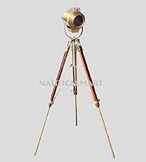 Brass Antique Search Light Royal Floor Lamp with Adjustable Tripod Base