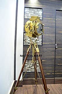 Vintage Nautical Signal Tripod Floor LAMP Rustic Finish Search Light