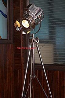 1960's Vintage Disigns Adjustable Theater Search Light Tripod Floor Lamp Chrome Finish Industrial Nautical Floor Lamp