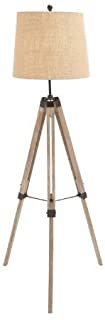 Natural Brown Artizan The Elegant Wood Metal Tripod Floor Lamp By Nauticalmart