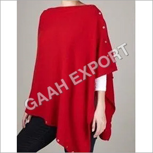 All Color Cashmere Plain Poncho With Button