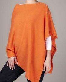 Cashmere Plain Poncho with Button